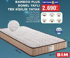HOMEDİUS BAMBOO PLUS BONEL YAYLI TEK KİŞİLİK YATAK